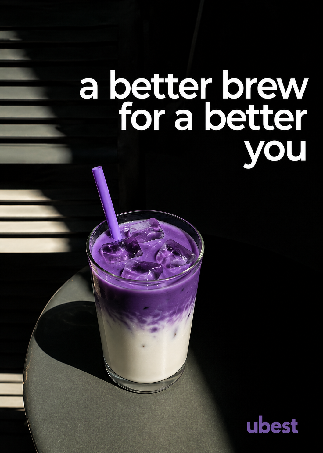 Purple ube swirling into cream.